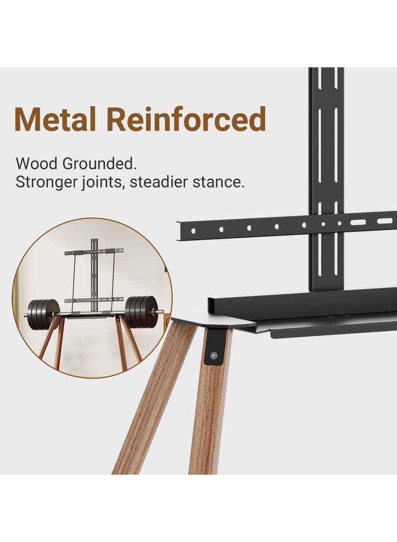 Chulovs Easel TV Stand for 32-75 inch LCD LED Flat, Height Adjustable Tripod TV Floor Stand with Wood Legs - Image 4